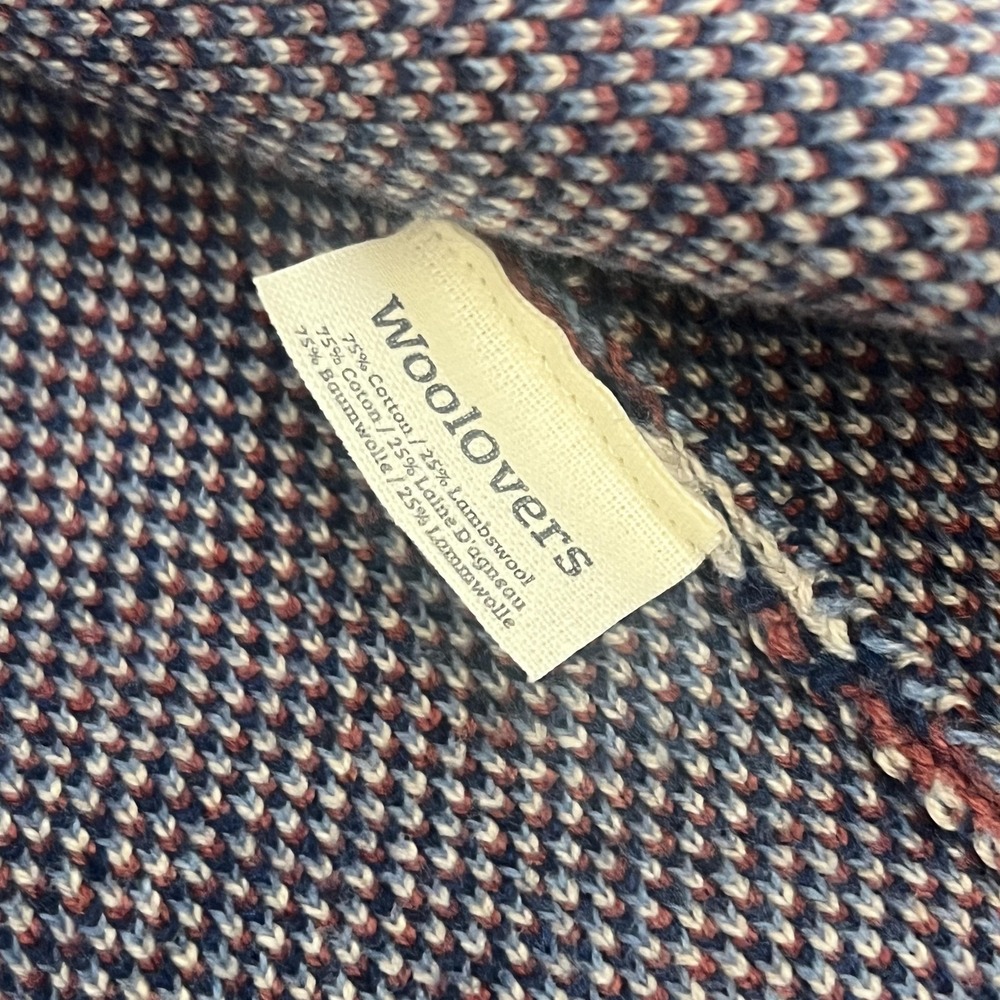 Woolovers Cardigan Sweater Womens Medium Blue Red Floral Full Zip‎ Wool Cotton - Picture 10 of 16